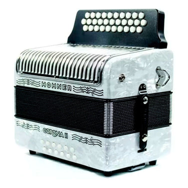 Acordeon Hohner A5642 Corona Ii De Botones Fa Sib Mi Blanco Con Funda